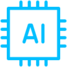 ícono celeste de inteligencia artificial